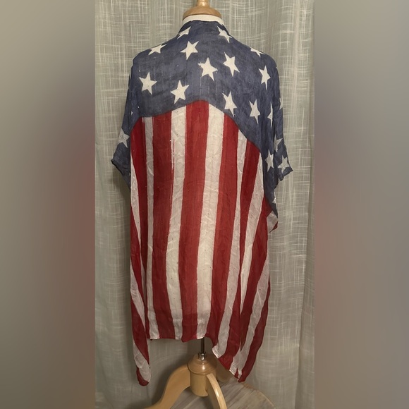 Stars & Stripes kimono top cover up One Size 4th of July Holiday American Flag - Picture 5 of 8